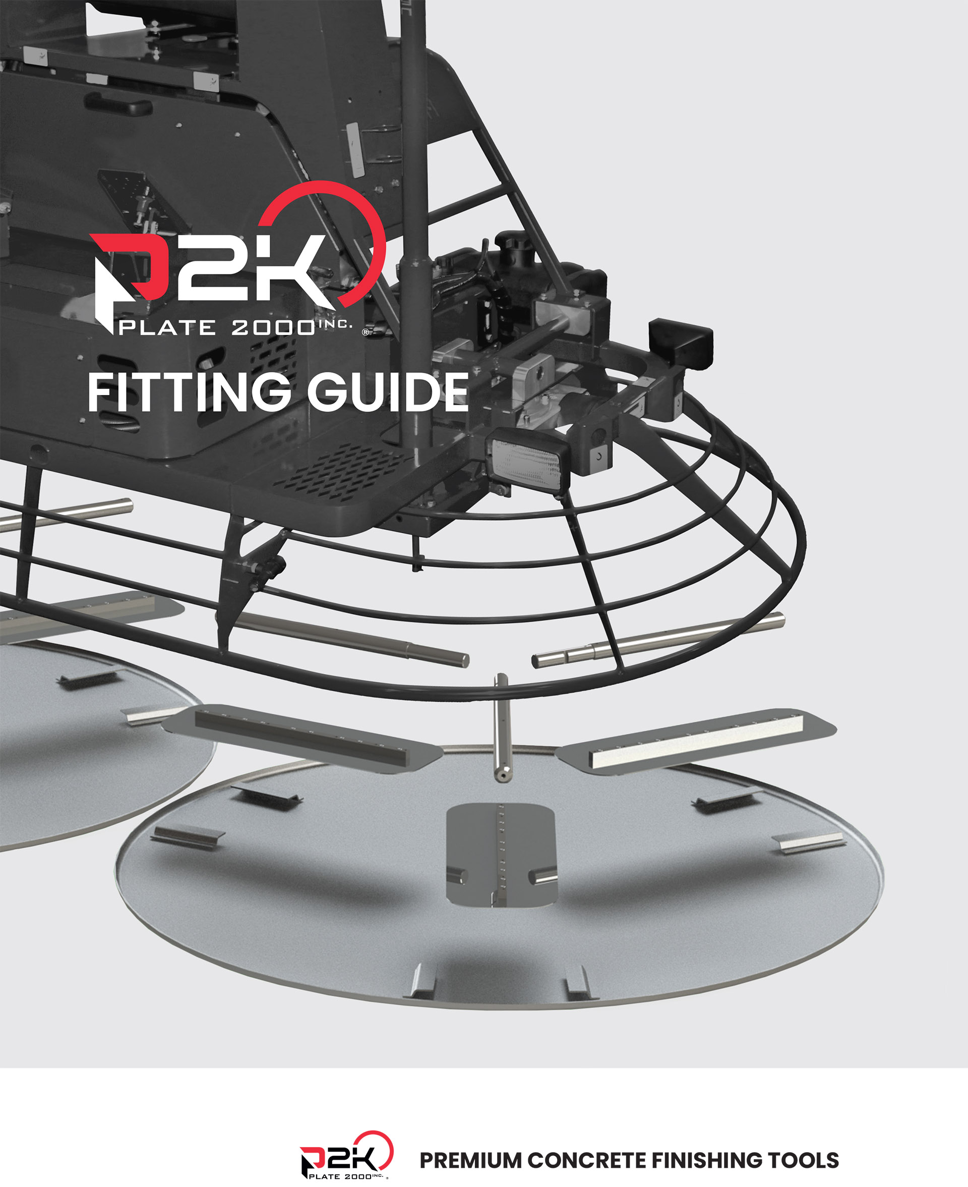 Concrete finishing tool fitting guide cover