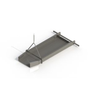 Metal tray hanging from a chain