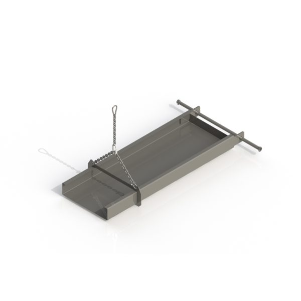 Metal tray hanging from a chain