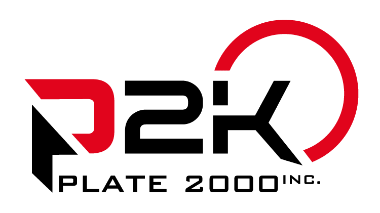 Black and red logo with "Plate 2000" text